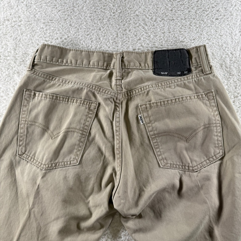 Levis 514 Pants Mens 32x32 Khaki Straight Chino Tan White Tab School 5 Pockets - Picture 7 of 9